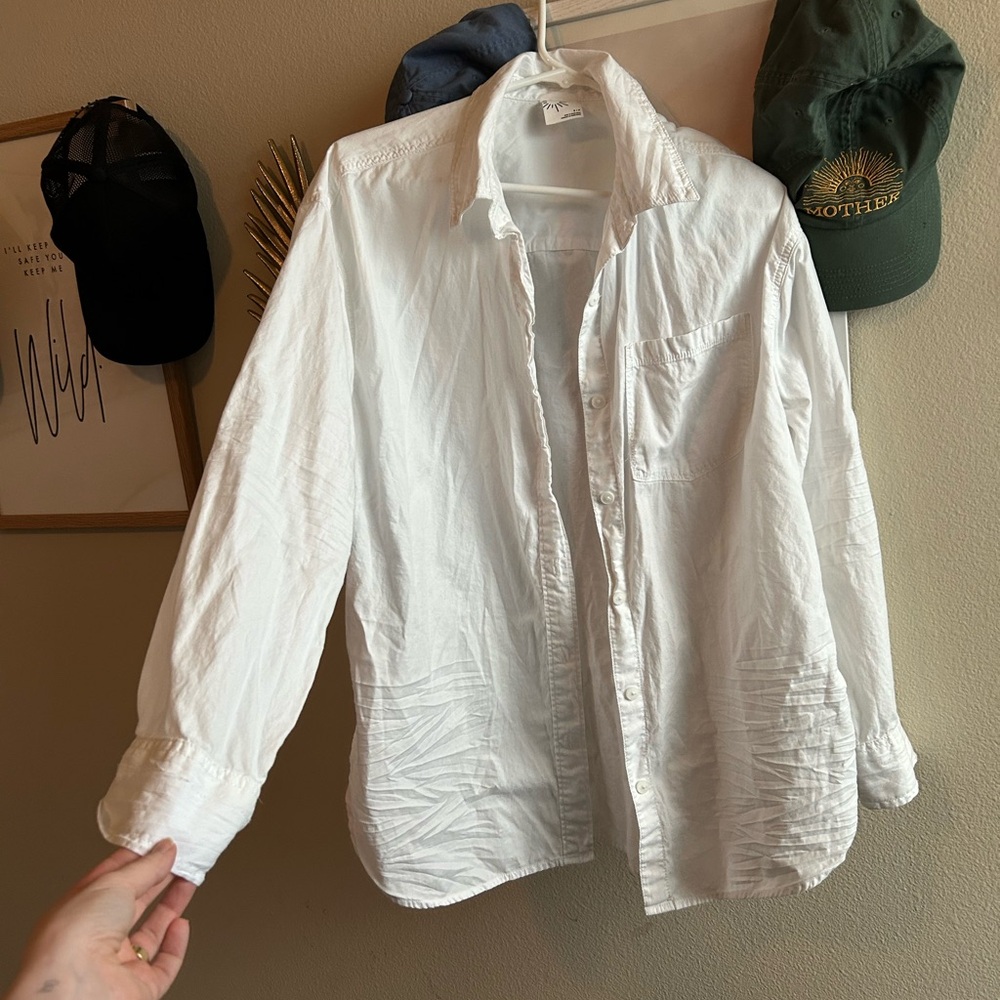 Aerie White Cotton Button Down
